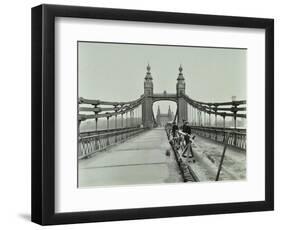 Workmen on Old Chelsea Bridge, London, 1921-null-Framed Photographic Print