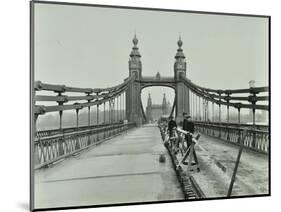 Workmen on Old Chelsea Bridge, London, 1921-null-Mounted Photographic Print