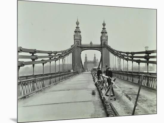 Workmen on Old Chelsea Bridge, London, 1921-null-Mounted Photographic Print