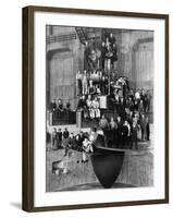 Workmen on the Giant Turbine in the Powerhouse of the Bonneville Dam, Ca. 1937-null-Framed Photo