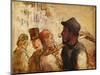 Workmen on the Street, 1838-40 (Oil on Board)-Honore Daumier-Mounted Giclee Print