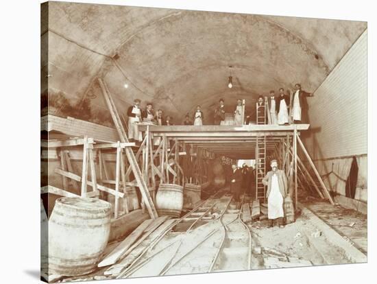 Workmen Tiling the Rotherhithe Tunnel, London, December 1907-null-Stretched Canvas