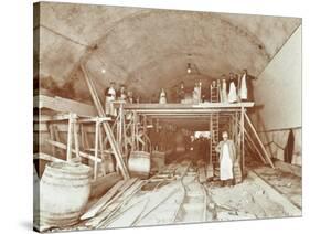 Workmen Tiling the Rotherhithe Tunnel, London, December 1907-null-Stretched Canvas