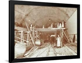 Workmen Tiling the Rotherhithe Tunnel, London, December 1907-null-Framed Photographic Print