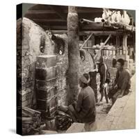 Workmen Watching Kilns Full of Awata Porcelain, Kinkosan Works, Kyoto, Japan, 1904-Underwood & Underwood-Stretched Canvas