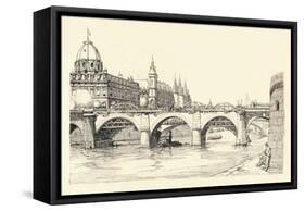 Works on the Old Pont Notre-Dame, 1913 (1915)-Herman Armour Webster-Framed Stretched Canvas