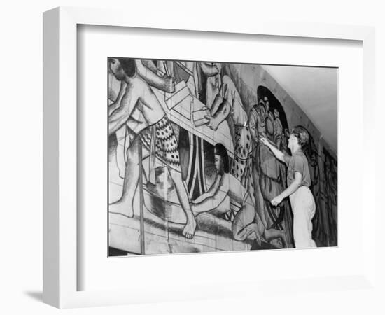 Works Progress Administration Artist Paints a Mural-null-Framed Photographic Print