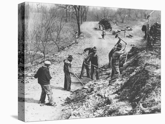 Works Progress Administration (Wpa) Workers Build a New Farm-To-Market Road-null-Stretched Canvas