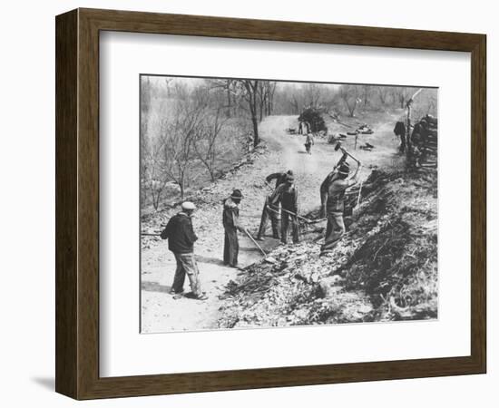 Works Progress Administration (Wpa) Workers Build a New Farm-To-Market Road-null-Framed Photographic Print