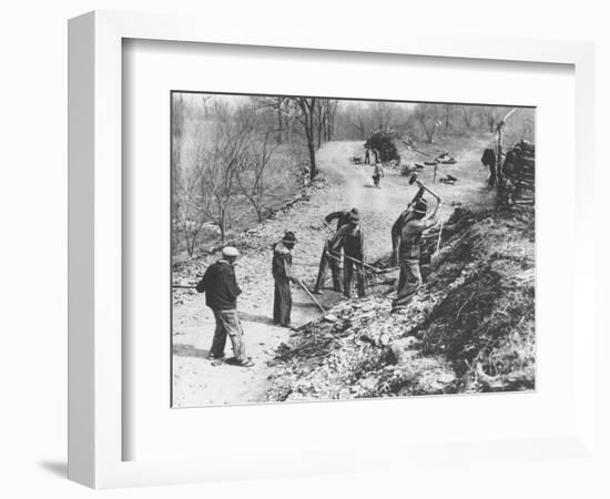 Works Progress Administration (Wpa) Workers Build a New Farm-To-Market Road-null-Framed Photographic Print