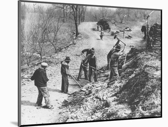 Works Progress Administration (Wpa) Workers Build a New Farm-To-Market Road-null-Mounted Photographic Print