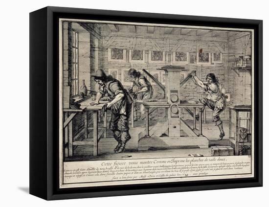 Workshop of an Engraver, 1642-Abraham Bosse-Framed Stretched Canvas