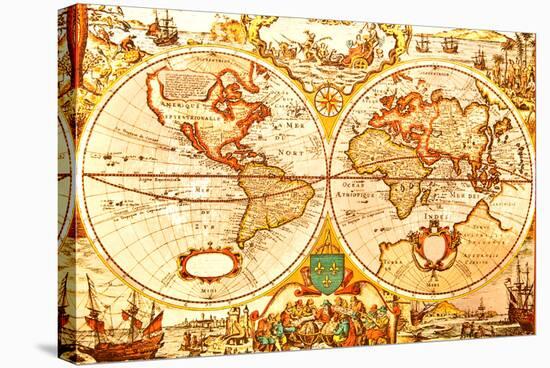 World Antique Map-oersin-Stretched Canvas