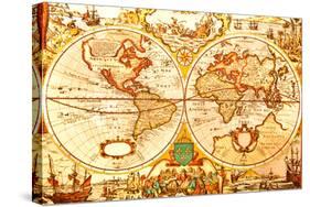 World Antique Map-oersin-Stretched Canvas