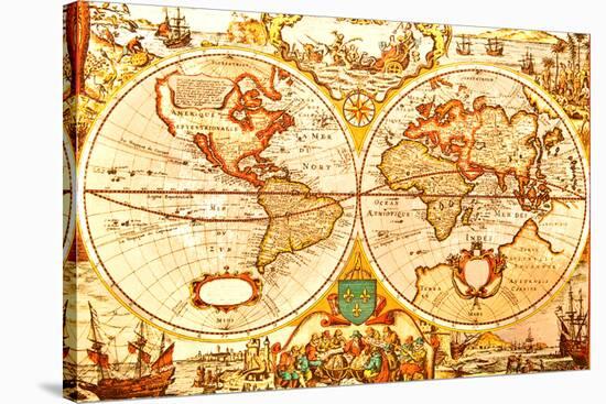 World Antique Map-oersin-Stretched Canvas