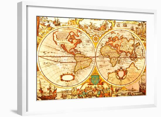 World Antique Map-oersin-Framed Art Print