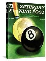 "World as Cue Ball," Saturday Evening Post Cover, January 25, 1941-Emmett Watson-Stretched Canvas