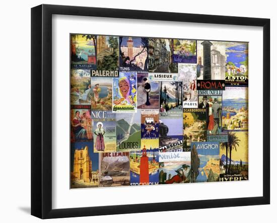 World City Tour Collage-null-Framed Giclee Print