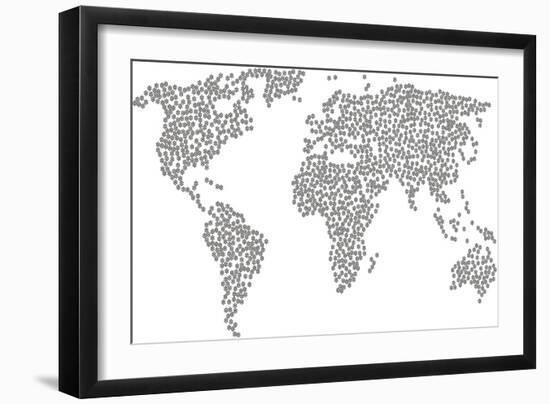 World Composition Map Organized of Boat Steering Wheel Icons. Vector Boat Steering Wheel Scatter Fl-Aha-Soft-Framed Art Print