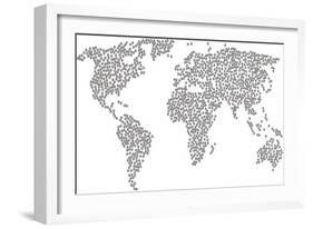 World Composition Map Organized of Boat Steering Wheel Icons. Vector Boat Steering Wheel Scatter Fl-Aha-Soft-Framed Art Print