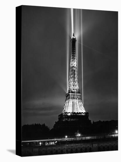 World Fair in Paris, 1937 : Illumination of the Eiffel Tower by Night-null-Stretched Canvas