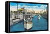 World famous Canal Locks, Ballard, Seattle - Seattle, WA-Lantern Press-Framed Stretched Canvas