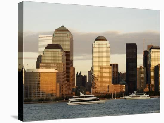 World Financial Center Buildings and Lower Manhattan Skyline Across the Hudson River, New York, USA-Amanda Hall-Stretched Canvas