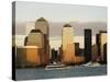 World Financial Center Buildings and Lower Manhattan Skyline Across the Hudson River, New York, USA-Amanda Hall-Stretched Canvas