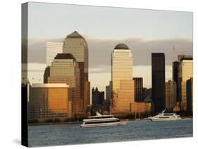 World Financial Center Buildings and Lower Manhattan Skyline Across the Hudson River, New York, USA-Amanda Hall-Stretched Canvas