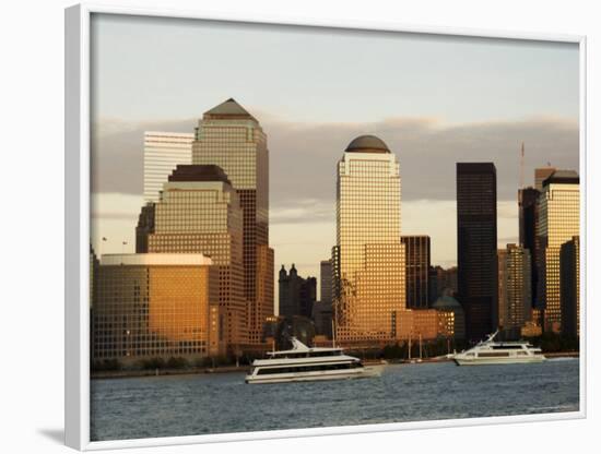 World Financial Center Buildings and Lower Manhattan Skyline Across the Hudson River, New York, USA-Amanda Hall-Framed Photographic Print