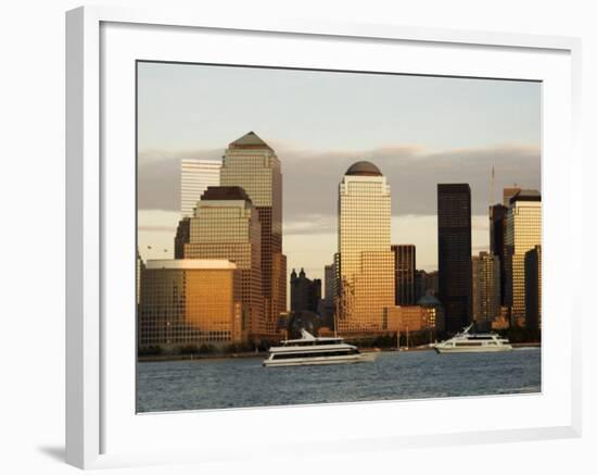 World Financial Center Buildings and Lower Manhattan Skyline Across the Hudson River, New York, USA-Amanda Hall-Framed Photographic Print