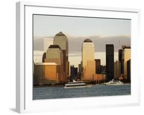 World Financial Center Buildings and Lower Manhattan Skyline Across the Hudson River, New York, USA-Amanda Hall-Framed Photographic Print