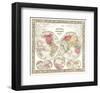 World in Hemispheres 1864-Mitchell-Framed Art Print