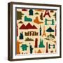 World Landmark Silhouettes Pattern-cienpies-Framed Art Print