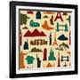 World Landmark Silhouettes Pattern-cienpies-Framed Art Print