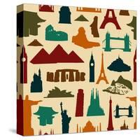 World Landmark Silhouettes Pattern-cienpies-Stretched Canvas