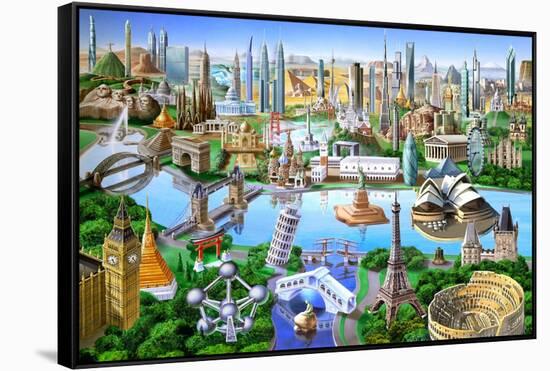 World Landmarks-Adrian Chesterman-Framed Stretched Canvas