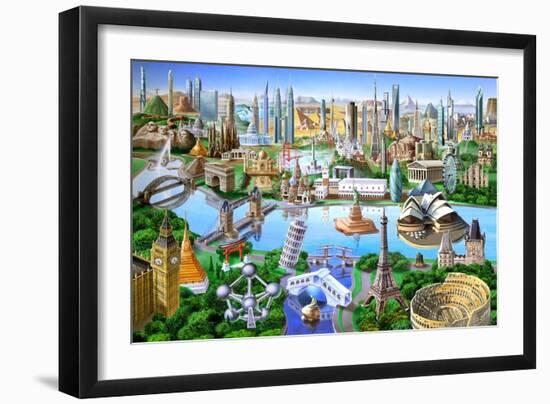 World Landmarks-Adrian Chesterman-Framed Art Print