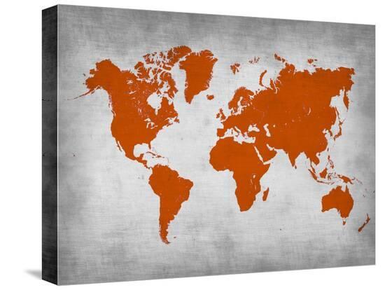 World Map 14-NaxArt-Stretched Canvas