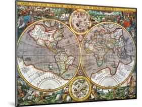 World Map, 1607-Pieter Van der Keere-Mounted Giclee Print