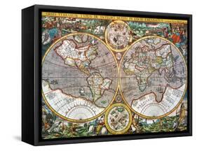 World Map, 1607-Pieter Van der Keere-Framed Stretched Canvas