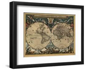 World Map 1664-Vintage Reproduction-Framed Art Print