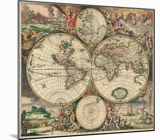 World Map 1689-Vintage Reproduction-Mounted Art Print
