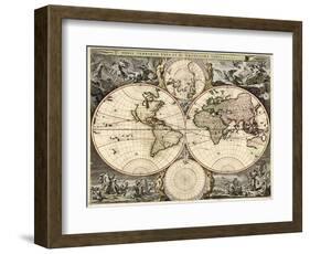World Map, 1690-Science Source-Framed Giclee Print