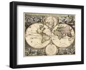 World Map, 1690-Science Source-Framed Giclee Print