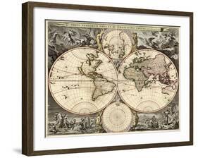 World Map, 1690-Science Source-Framed Giclee Print