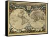 World Map, 17th Century-Science Source-Framed Stretched Canvas