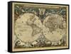 World Map, 17th Century-Science Source-Framed Stretched Canvas