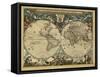 World Map, 17th Century-Science Source-Framed Stretched Canvas