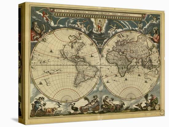 World Map, 17th Century-Science Source-Stretched Canvas